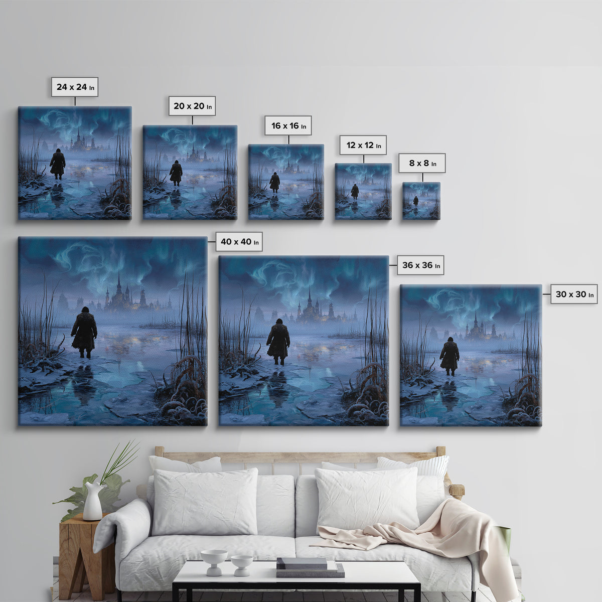 The Frost Beyond Carcosa, Square Wall Art, Haunted Gothic Art, Canvas Print, Halloween Wall Decor, Gothic Home Decor, Horror Wall Art