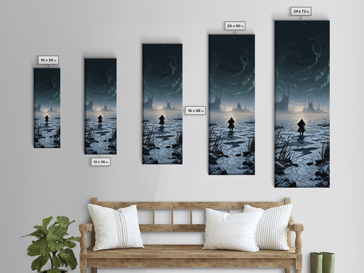 The Frost Beyond Carcosa, Tall Narrow Wall Art, Gothic Horror Wall Art, Framed Canvas Print, Halloween Wall Decor, Gothic Home Decor