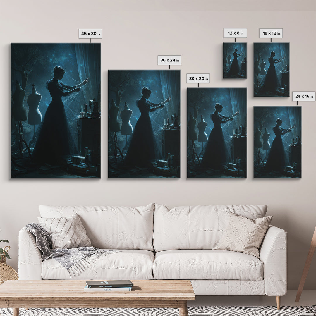 The Seamstress Of Living Nebulae, Vertical Wall Art, Eldritch Gothic Decor, Canvas Print, Halloween Wall Decor, Gothic Home Decor