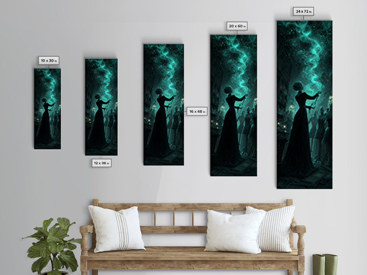 The Seamstress Of Living Nebulae, Tall Narrow Wall Art, Lovecraftian Horror Art, Framed Canvas Print, Halloween Wall Decor, Horror Wall Art