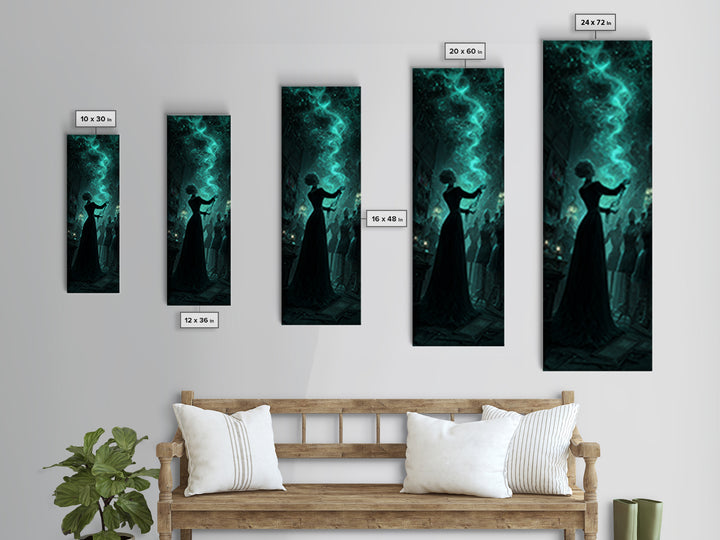 The Seamstress Of Living Nebulae, Tall Narrow Wall Art, Lovecraftian Horror Art, Framed Canvas Print, Halloween Wall Decor, Horror Wall Art