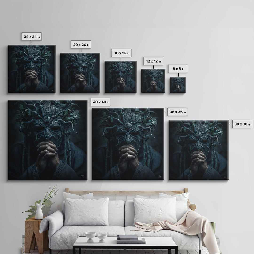 The Mask Of The Crawling God, Square Wall Art, Eldritch Gothic Decor, Canvas Print, Halloween Wall Decor, Gothic Home Decor, Horror Wall Art