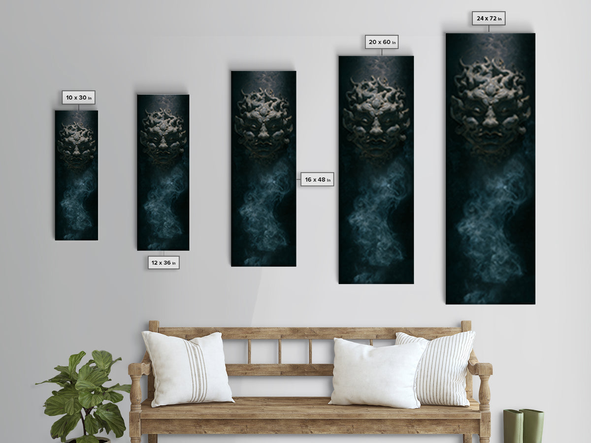The Mask Of The Crawling God, Tall Narrow Wall Art, Macabre Wall Art, Canvas Print, Halloween Wall Decor, Gothic Home Decor, Halloween Decor