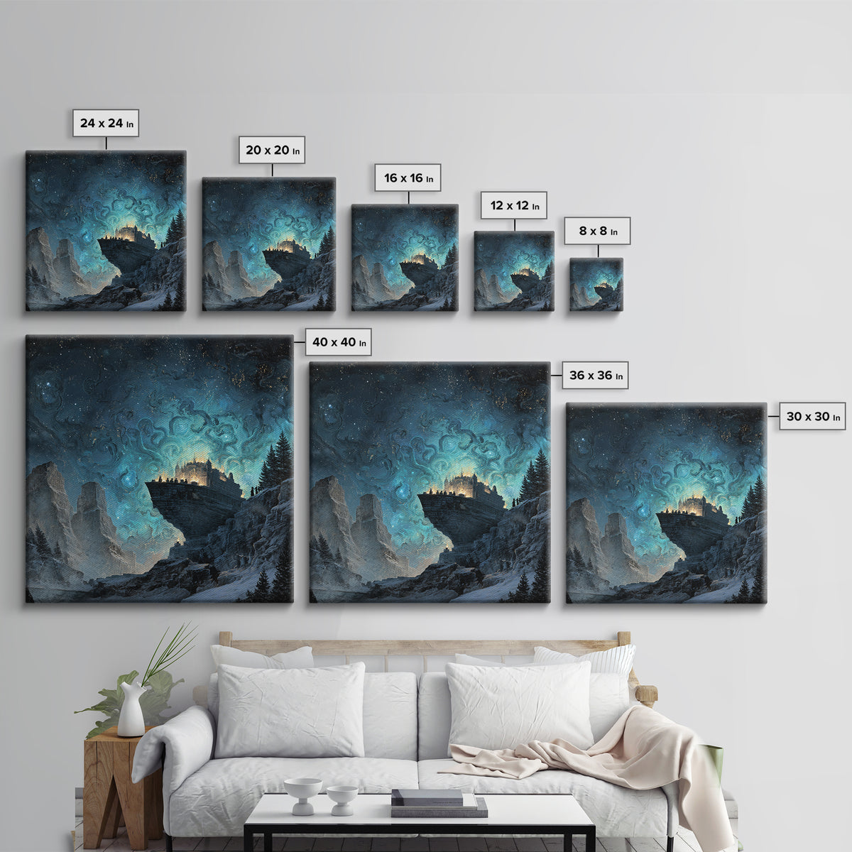 The Candelit Ark Of Forgotten Stars, Square Wall Art, Dark Halloween Decor, Canvas Print, Halloween Wall Decor, Gothic Home Decor