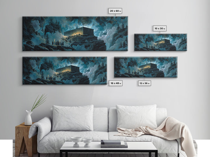 The Candelit Ark Of Forgotten Stars, Extra Wide Wall Art, Dark Fantasy Wall Art, Canvas Print, Halloween Wall Decor, Gothic Home Decor