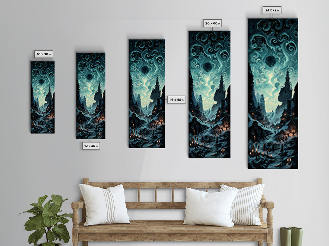 The Candelit Ark Of Forgotten Stars, Tall Narrow Wall Art, Dark Halloween Decor, Framed Canvas Print, Halloween Wall Decor