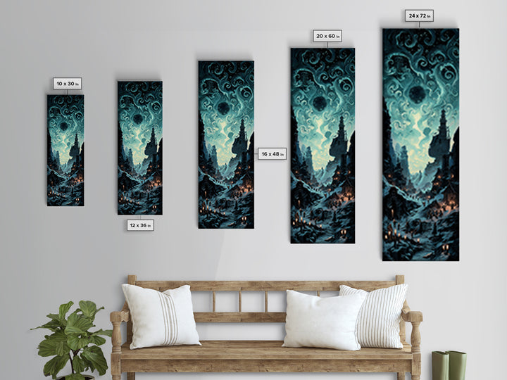 The Candelit Ark Of Forgotten Stars, Tall Narrow Wall Art, Dark Halloween Decor, Framed Canvas Print, Halloween Wall Decor
