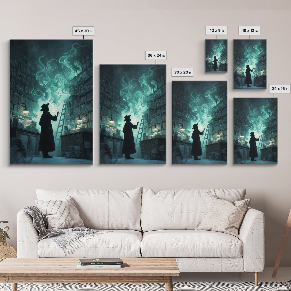 The Archivist Of Dreaming Bones, Vertical Wall Art, Dark Fantasy Wall Art, Canvas Print, Halloween Wall Decor, Gothic Home Decor