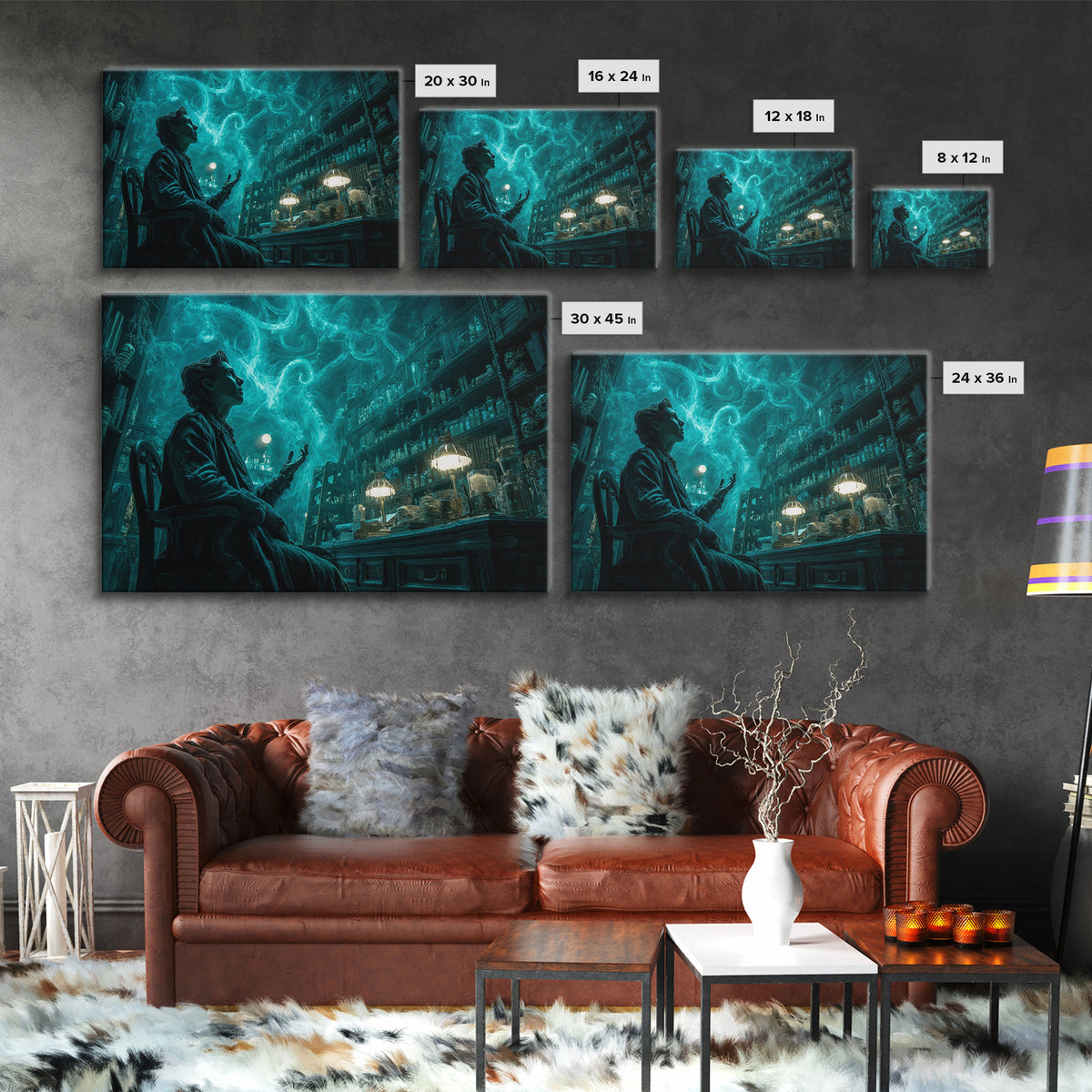 The Archivist Of Dreaming Bones, Landscape Wall Art, Spooky Home Decor, Framed Canvas Print, Halloween Wall Decor, Gothic Home Decor