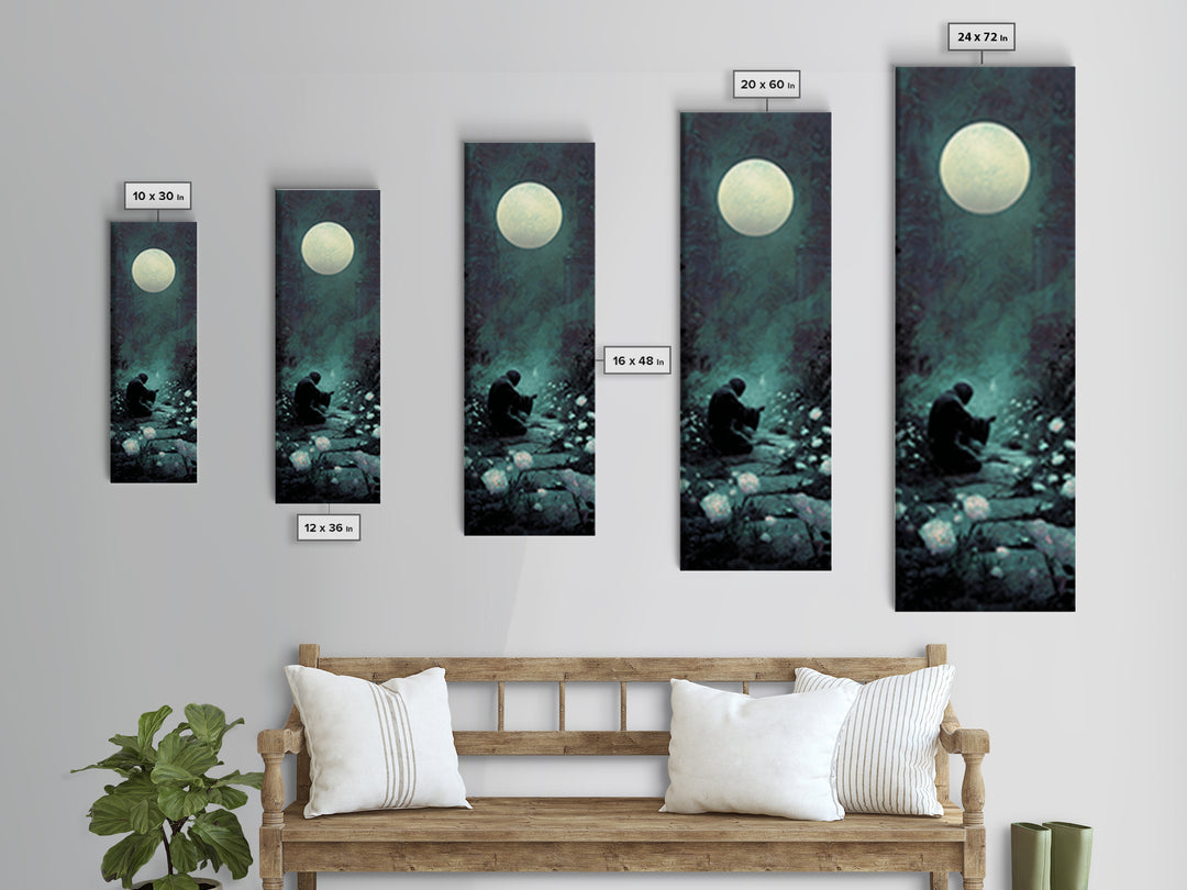 The Garden Of The Eyeless Moon, Tall Narrow Wall Art, Dark Halloween Decor, Framed Canvas Print, Halloween Wall Decor, Gothic Home Decor