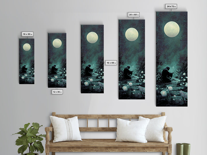 The Garden Of The Eyeless Moon, Tall Narrow Wall Art, Dark Halloween Decor, Framed Canvas Print, Halloween Wall Decor, Gothic Home Decor