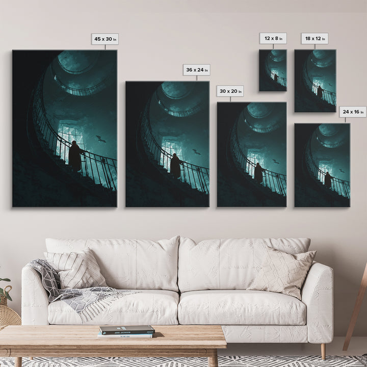 The Last Lighthouse Of Y’Ha-Nthlei, Vertical Wall Art, Macabre Wall Art, Framed Canvas Print, Halloween Wall Decor, Gothic Home Decor