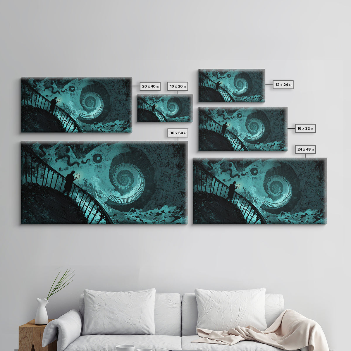 The Last Lighthouse Of Y’Ha-Nthlei, Wide Panoramic Art, Gothic Horror Wall Art, Canvas Print, Halloween Wall Decor, Gothic Home Decor