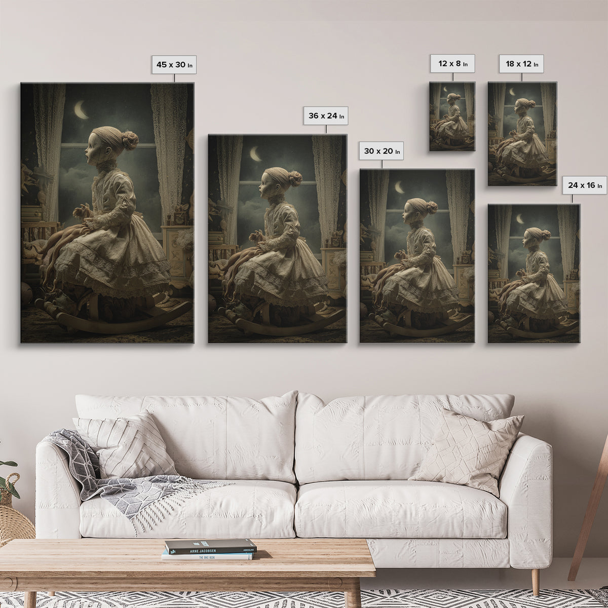 The Doll From Beyond The Void, Vertical Wall Art, Gothic Horror Wall Art, Framed Canvas Print, Halloween Wall Decor, Gothic Home Decor