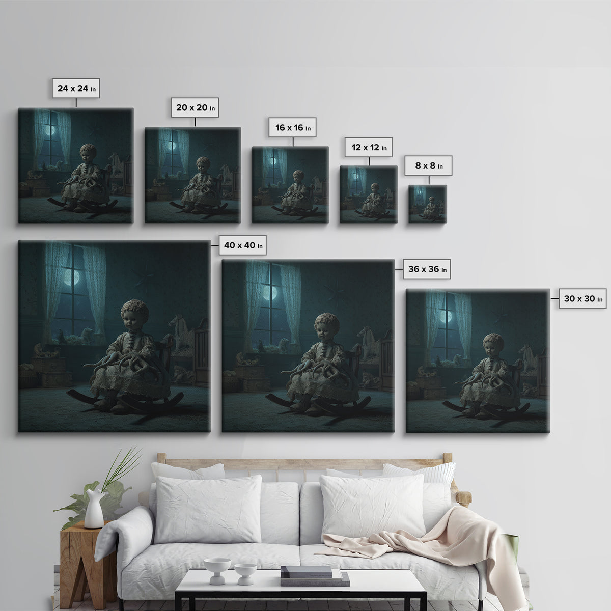 The Doll From Beyond The Void, Square Wall Art, Dark Fantasy Wall Art, Canvas Print, Halloween Wall Decor, Gothic Home Decor
