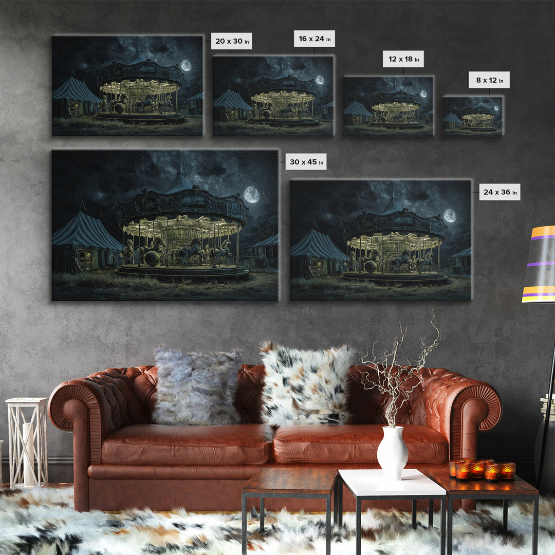 The Carousel Of Sleeping Planets, Landscape Wall Art, Dark Fantasy Wall Art, Canvas Print, Halloween Wall Decor, Gothic Home Decor