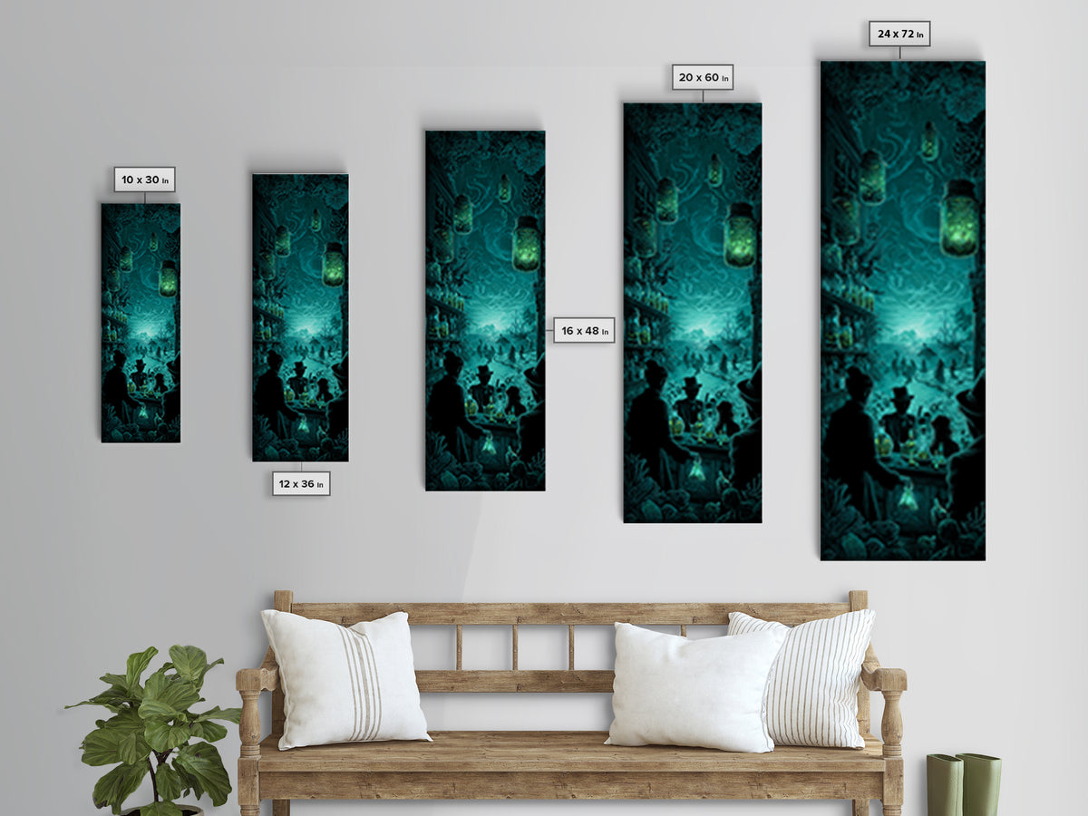 The Apothecary Of Black Seashell Dreams, Tall Narrow Wall Art, Cosmic Horror Wall Art, Canvas Print, Halloween Wall Decor, Gothic Home Decor