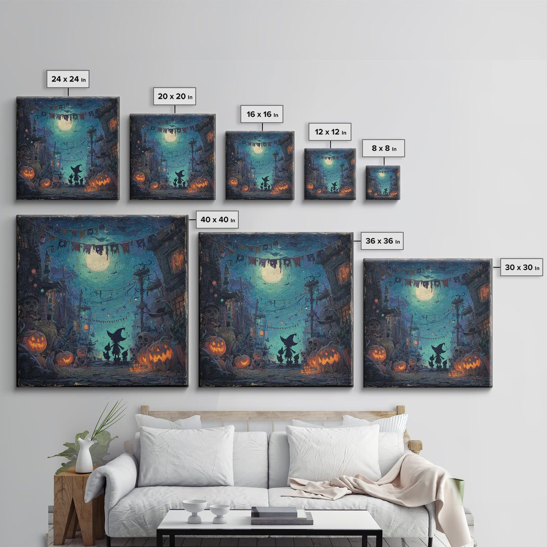 The Festival Of The Little Old Ones, Square Wall Art, Macabre Wall Art, Framed Canvas Print, Halloween Wall Decor, Gothic Home Decor