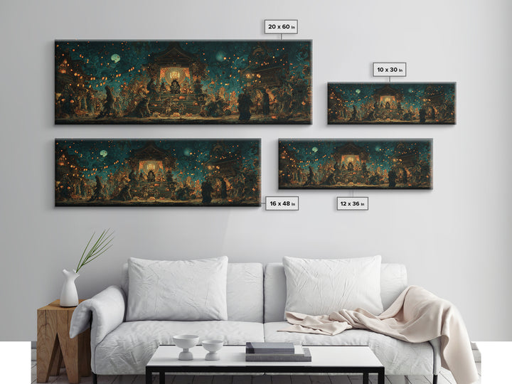 The Festival Of The Little Old Ones, Extra Wide Wall Art, Macabre Wall Art, Framed Canvas Print, Halloween Wall Decor, Gothic Home Decor