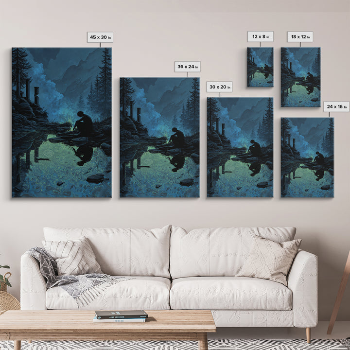 The Mirror Lake Of Lost Constellations, Vertical Wall Art, Macabre Wall Art, Framed Canvas Print, Halloween Wall Decor, Gothic Home Decor