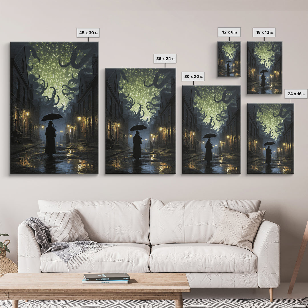 The Umbrella Of The Outer Rain, Vertical Wall Art, Gothic Horror Wall Art, Canvas Print, Halloween Wall Decor, Gothic Home Decor