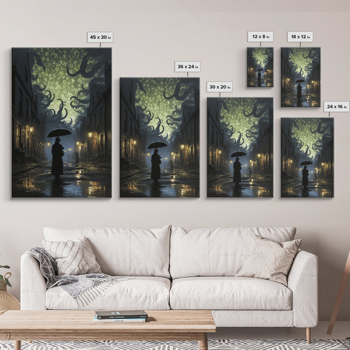 The Umbrella Of The Outer Rain, Vertical Wall Art, Gothic Horror Wall Art, Canvas Print, Halloween Wall Decor, Gothic Home Decor