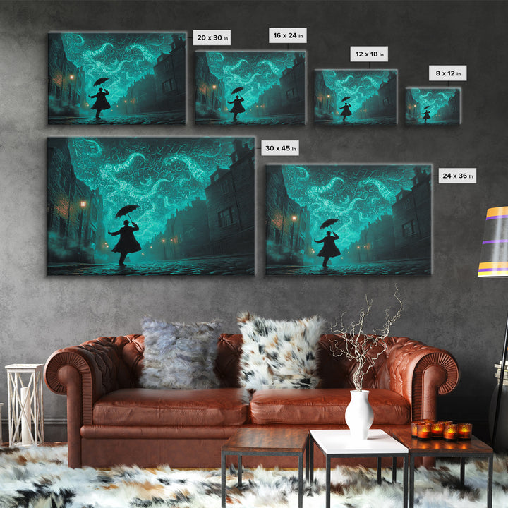 The Umbrella Of The Outer Rain, Landscape Wall Art, Cosmic Horror Wall Art, Framed Canvas Print, Halloween Wall Decor, Gothic Home Decor