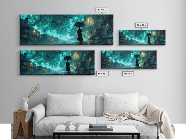 The Umbrella Of The Outer Rain, Extra Wide Wall Art, Spooky Home Decor, Canvas Print, Halloween Wall Decor, Gothic Home Decor