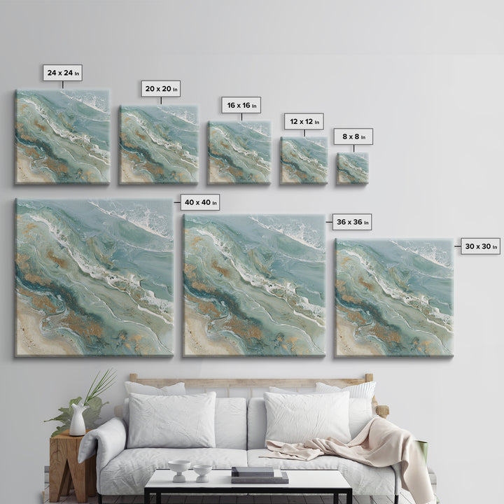 Calming Abstract Ocean Waves Framed Canvas Print, Dental Office Art, Dental Hygiene, Office Decor, Calm, Medical Office Art, DOA-1x1-1