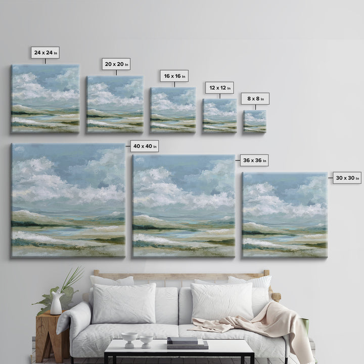 Gentle Mountain Landscape Framed Canvas Print, Dental Office Art, Medical Office Art, Office Decor, Watercolor Art, Calm, DOA-1x1-100