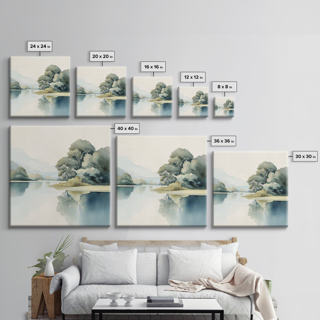 Sunlit Lake with Calming Reflections Canvas Print, Dental Office Art, Room Decor Aesthetic, Office Decor, Fine Art, Calm, DOA-1x1-15
