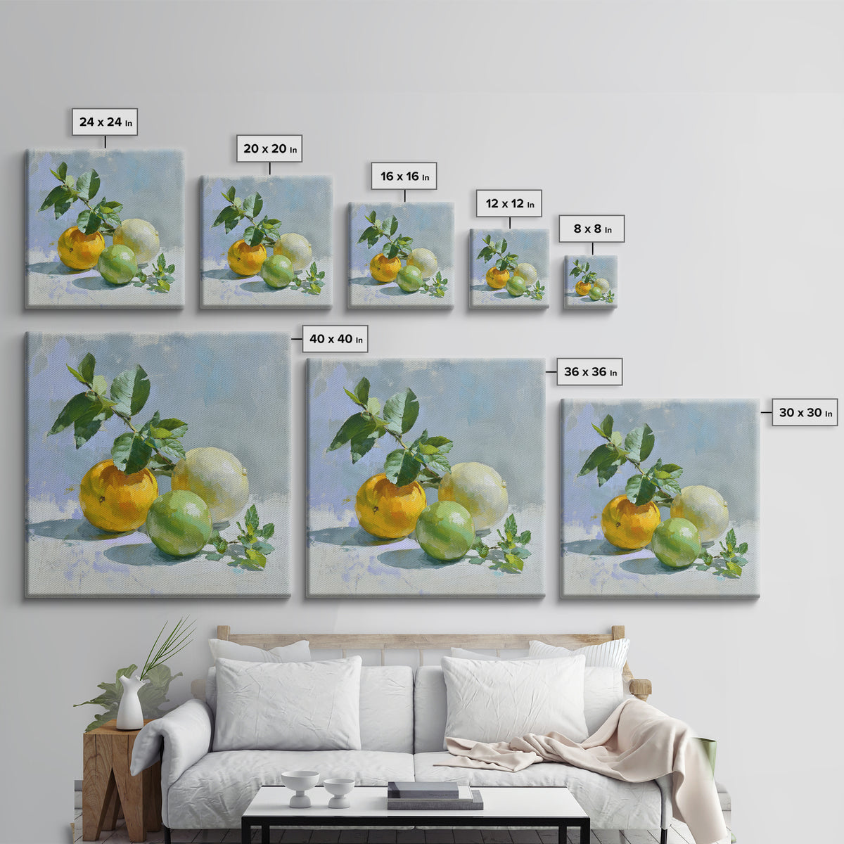 Fresh Citrus and Mint Still Life Canvas Print, Dental Office Art, Dental Office Decor, Office Decor, Calm, Science Art, DOA-1x1-31