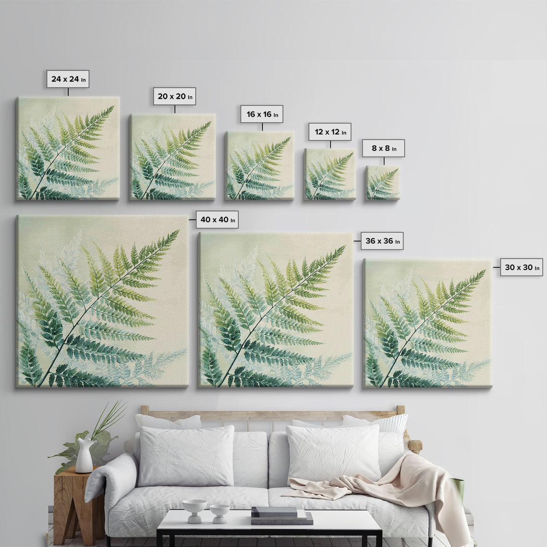 Botanical Fern Study Framed Canvas Print, Dental Office Art, Dental Hygiene, Office Decor, Fine Art, Calm, Medical Office Art, DOA-1x1-43