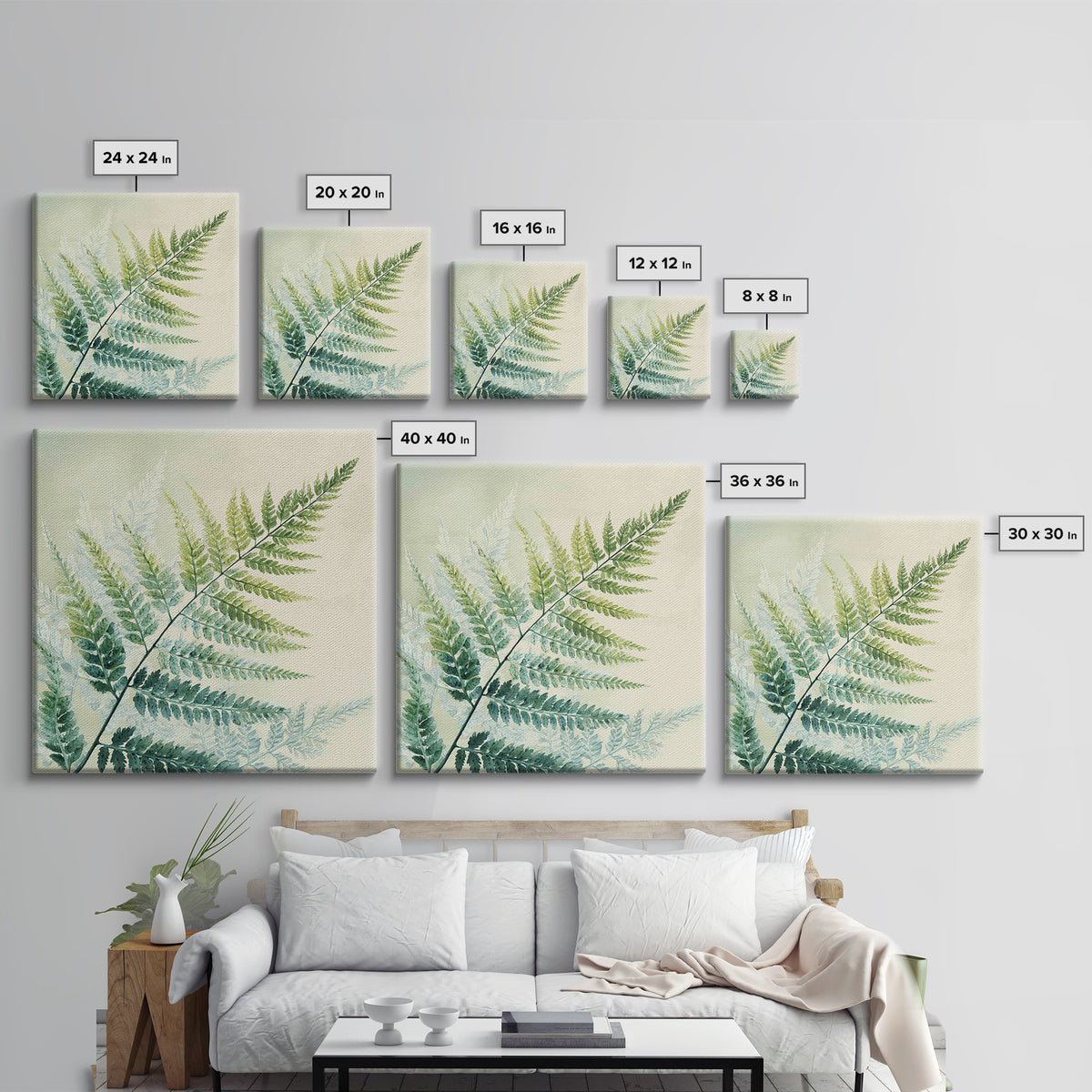 Botanical Fern Study Framed Canvas Print, Dental Office Art, Dental Hygiene, Office Decor, Fine Art, Calm, Medical Office Art, DOA-1x1-43