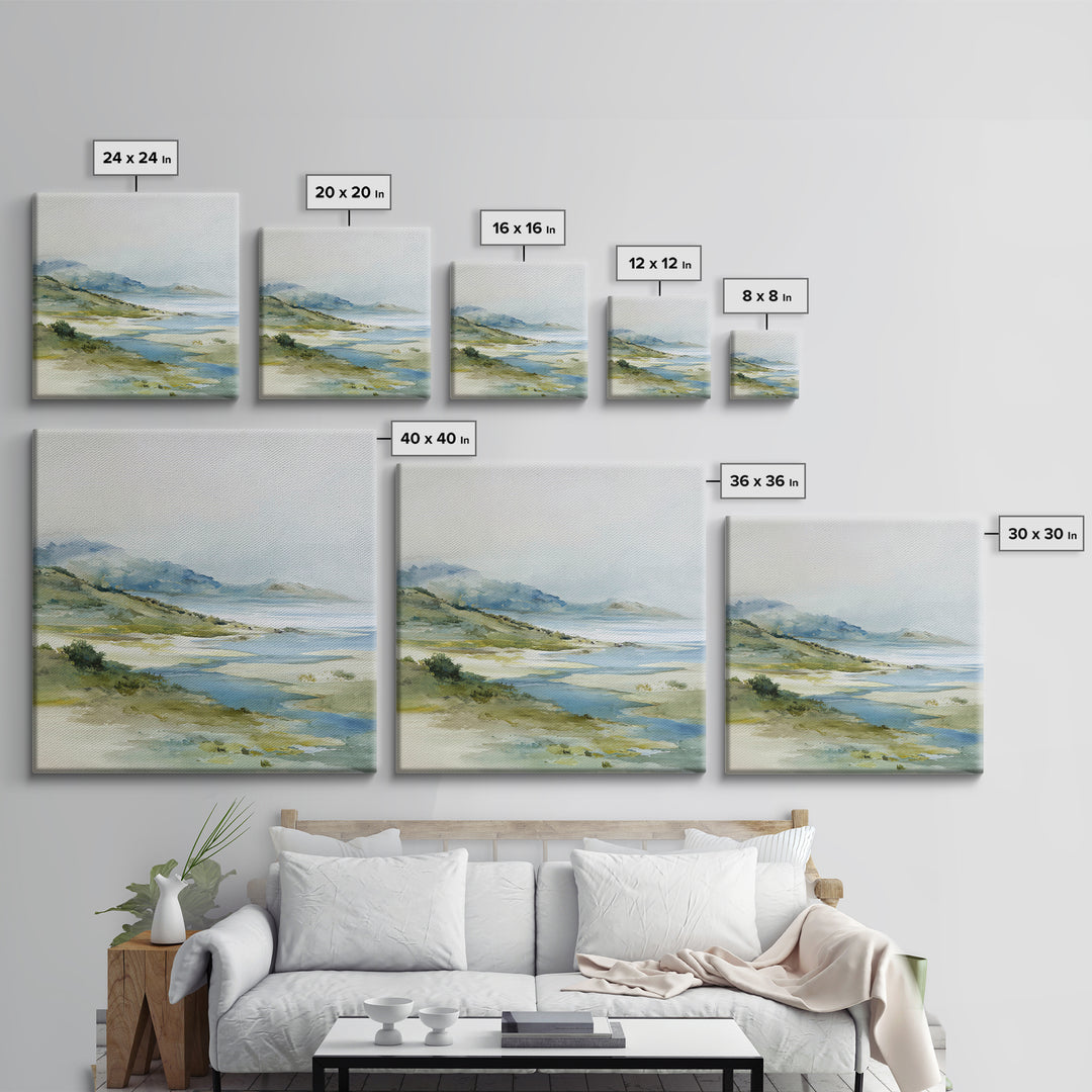 Quiet Coastal Dunes Framed Canvas Print, Dental Office Art, Dental Hygiene, Office Decor, Fine Art, Calm, Medical Office Art, DOA-1x1-46
