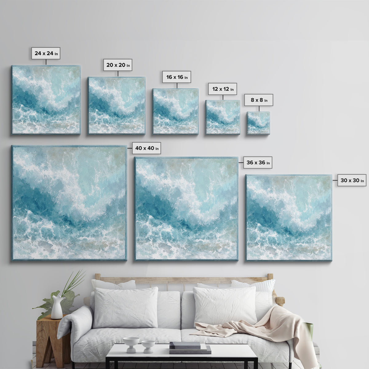 Calming Abstract Ocean Waves Canvas Print, Dental Office Art, Printable Digital, Office Decor, Fine Art, Calm, Neutral Decor, DOA-1x1-49