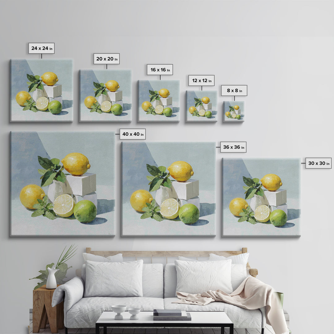 Fresh Citrus and Mint Still Life Canvas Print, Dental Office Art, Dental Hygienist, Office Decor, Watercolor Art, Calm, DOA-1x1-55