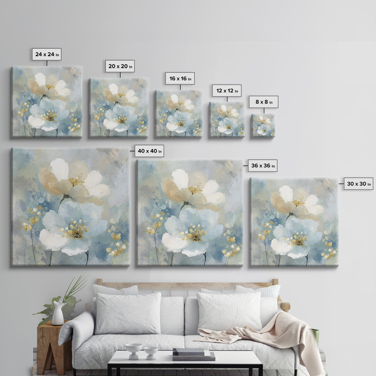 Sterile Modern Floral Painting Canvas Print, Dental Office Art, Science Art, Office Decor, Fine Art, Calm, Boho Decor, DOA-1x1-59