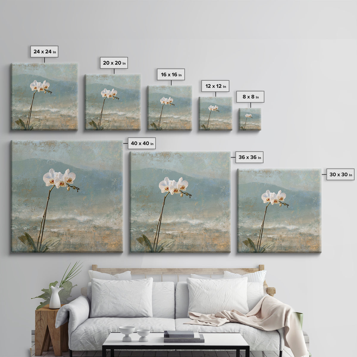 White Orchid on Stone Background Canvas Print, Dental Office Art, Dental Decor, Office Decor, Fine Art, Calm, Wall Decor, DOA-1x1-60