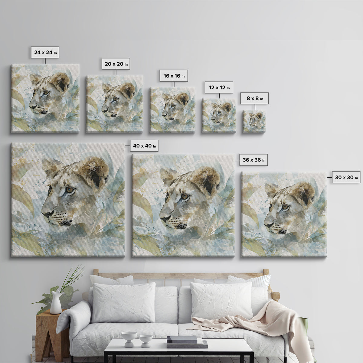 Happy Jungle Animals Framed Canvas Print, Dental Office Art, Dental Assistant, Office Decor, Fine Art, Calm, Gallery Decor, DOA-1x1-62