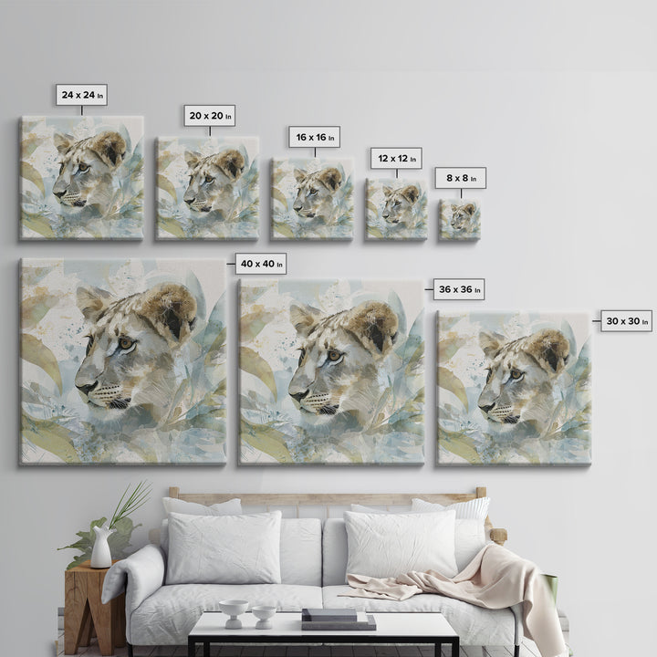 Happy Jungle Animals Framed Canvas Print, Dental Office Art, Dental Assistant, Office Decor, Fine Art, Calm, Gallery Decor, DOA-1x1-62