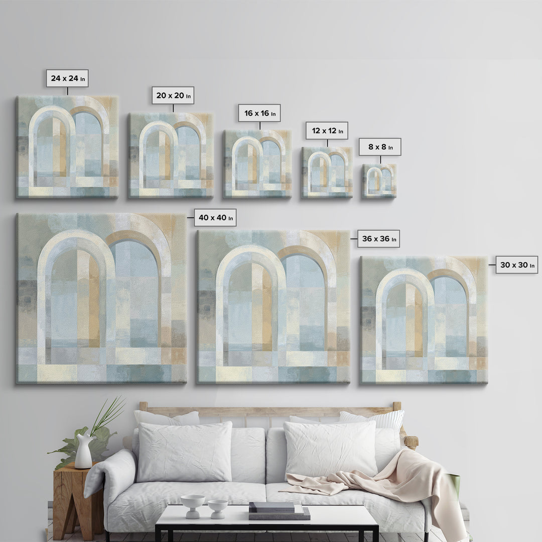 Light Scandinavian Abstract Arches Framed Canvas Print, Dental Office Art, Dental Assistant, Office Decor, Fine Art, Calm, DOA-1x1-65