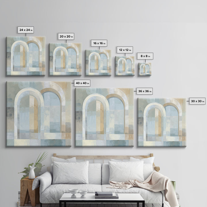 Light Scandinavian Abstract Arches Framed Canvas Print, Dental Office Art, Dental Assistant, Office Decor, Fine Art, Calm, DOA-1x1-65