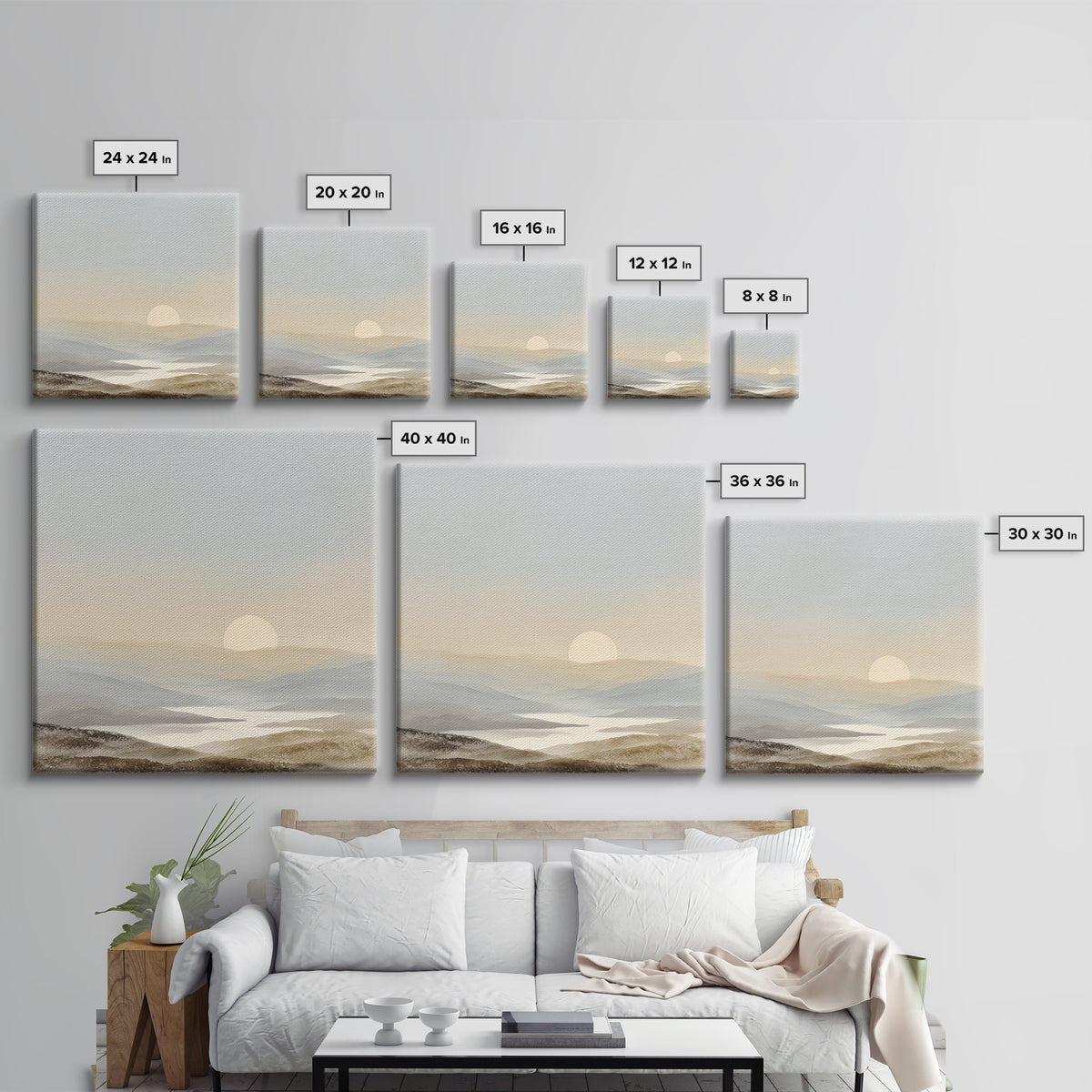 Soft Gradient Sunrise Framed Canvas Print, Dental Office Art, Tooth Art, Office Decor, Calm, Modern Decor, Fine Art Print, DOA-1x1-68