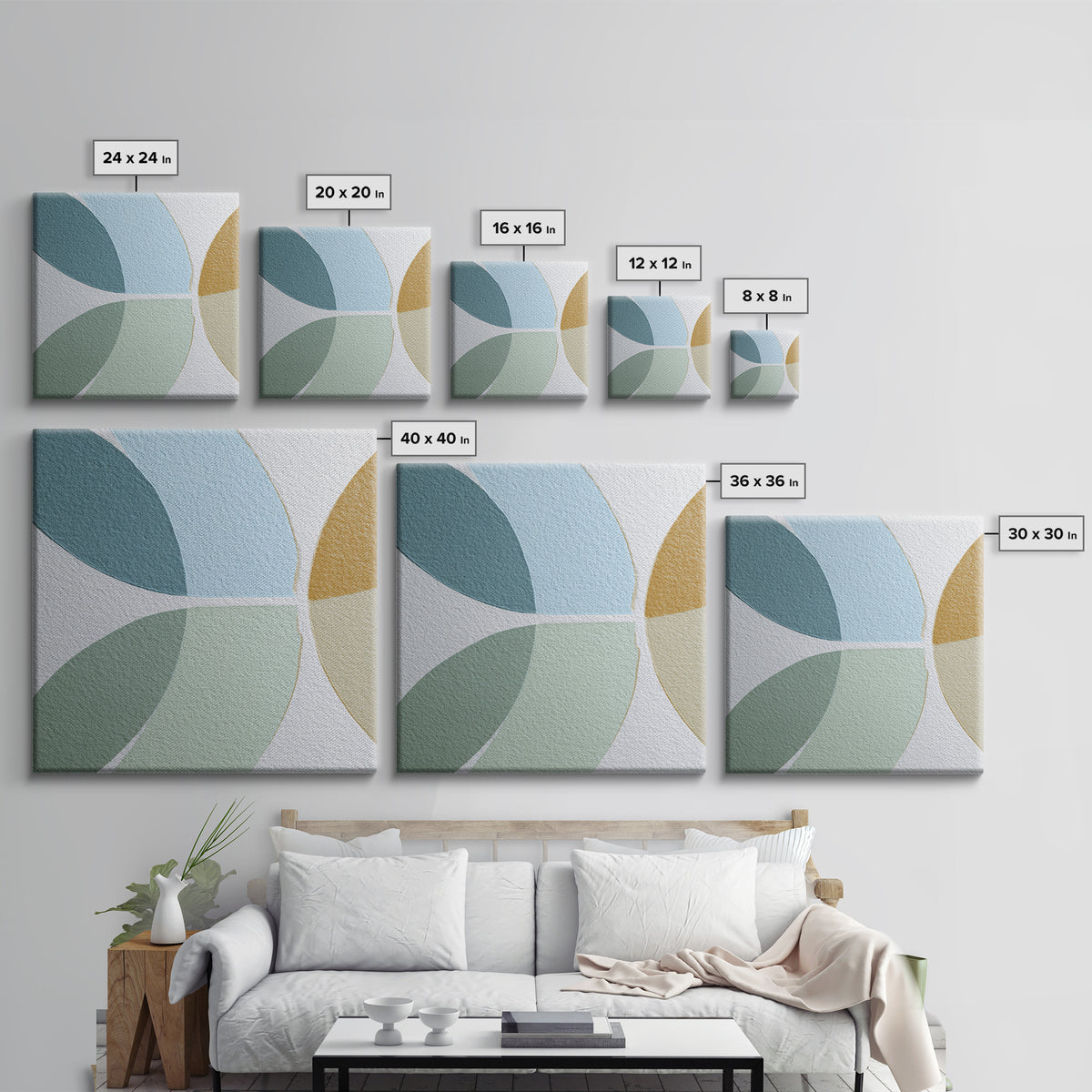 Simple Rainbow Pastel Shapes for Children Canvas Print, Dental Office Art, Dental Decor, Office Decor, Abstract Art, Calm, DOA-1x1-69