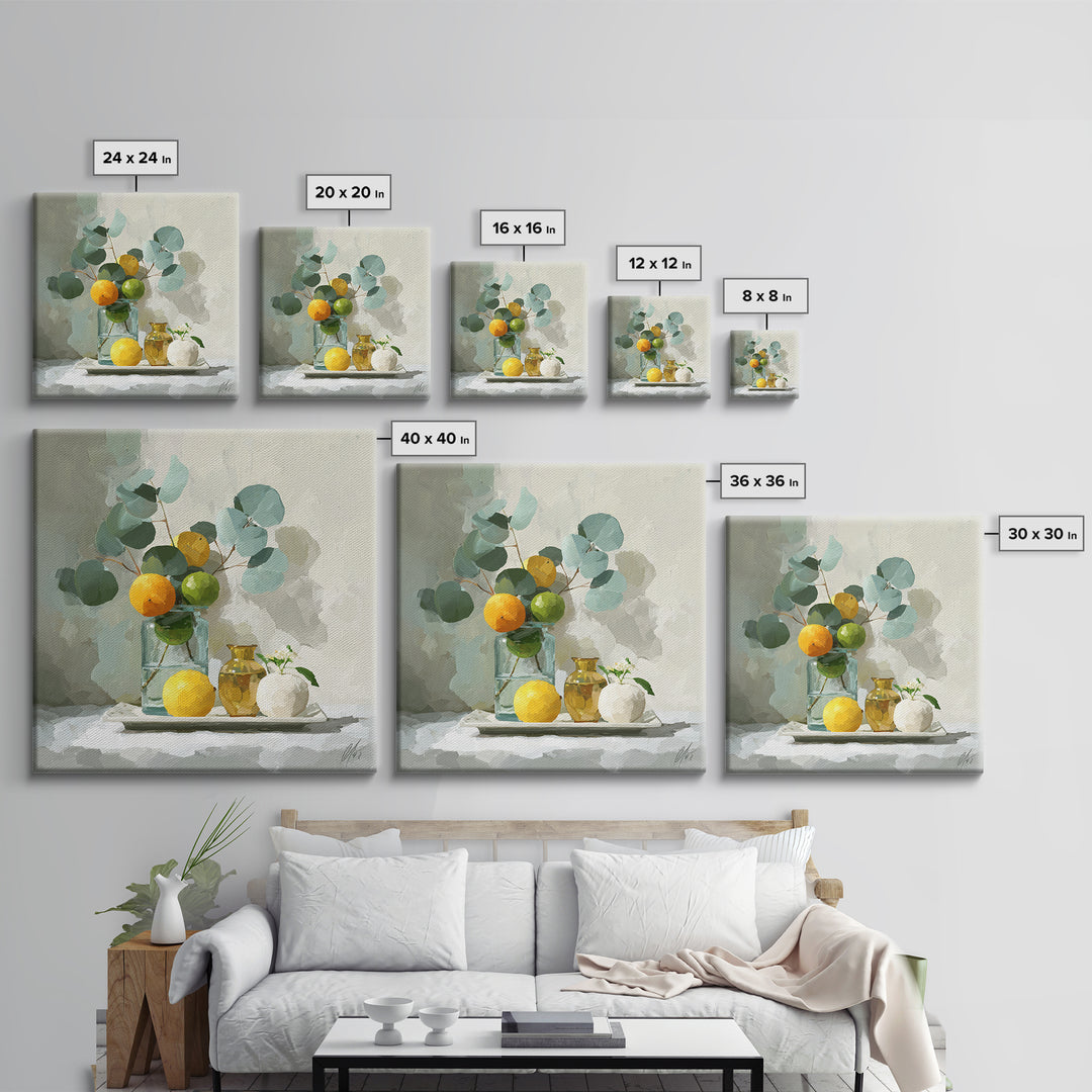 Fresh Citrus and Mint Still Life Framed Canvas Print, Dental Office Art, Unique Wall Art, Office Decor, Fine Art, Calm, DOA-1x1-7