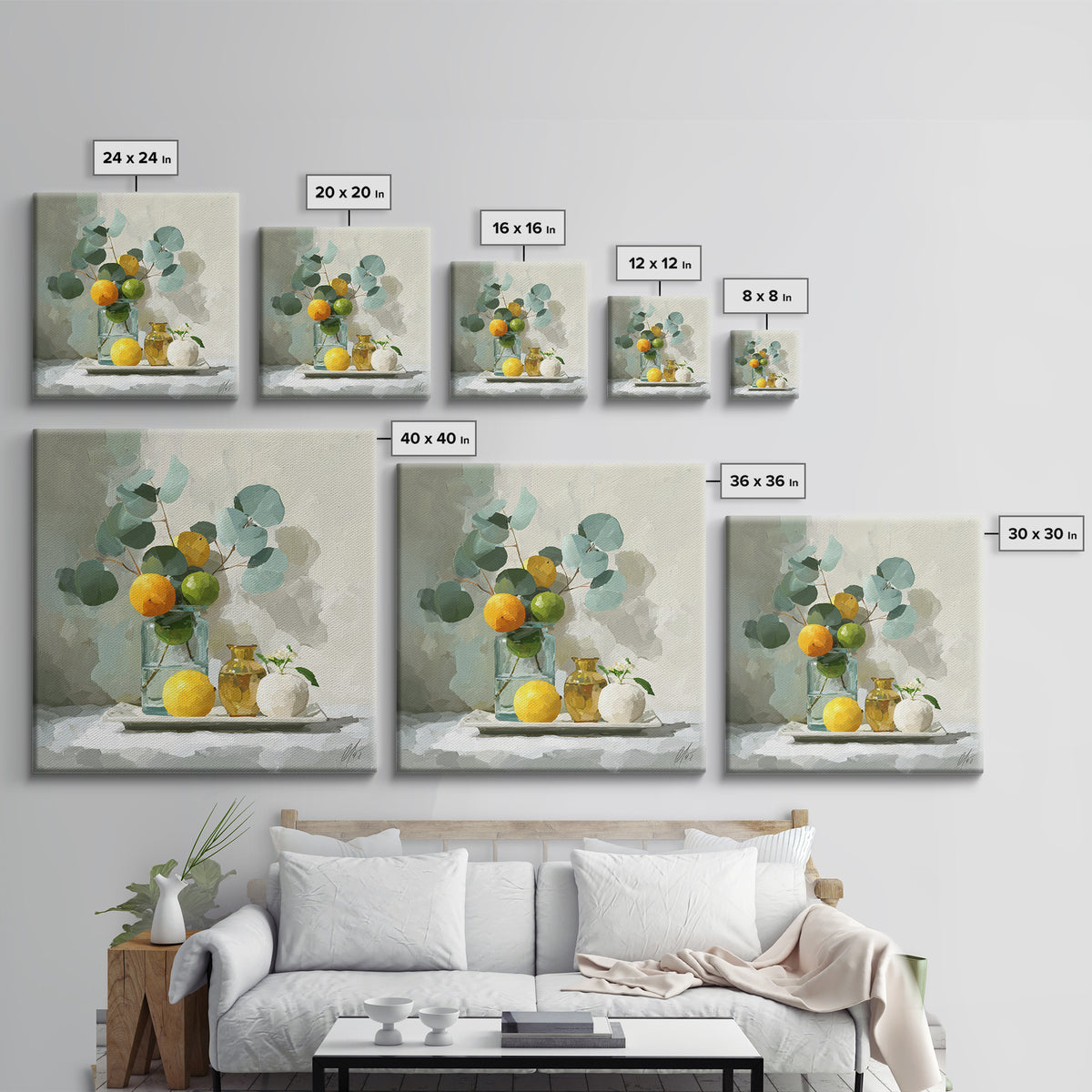 Fresh Citrus and Mint Still Life Framed Canvas Print, Dental Office Art, Unique Wall Art, Office Decor, Fine Art, Calm, DOA-1x1-7