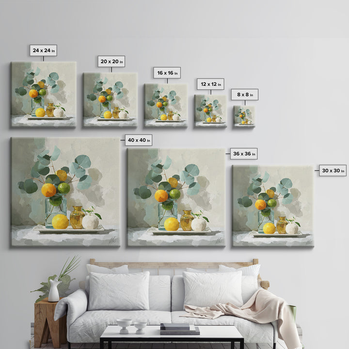 Fresh Citrus and Mint Still Life Framed Canvas Print, Dental Office Art, Unique Wall Art, Office Decor, Fine Art, Calm, DOA-1x1-7