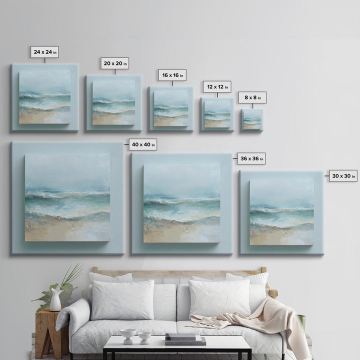 Calming Abstract Ocean Waves Framed Canvas Print, Dental Office Art, Dentist Art, Office Decor, Watercolor Art, Calm, DOA-1x1-73