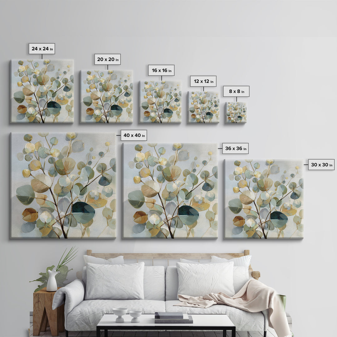 Soft Botanical Eucalyptus Print for Clean Atmosphere Canvas Print, Dental Office Art, Dental Office, Office Decor, Calm, DOA-1x1-75
